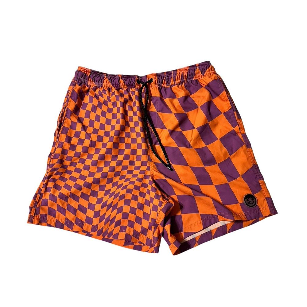 Neff | Dazed Hot Tub Swim Shorts Men XL Purple Orange Elastic Waist Unlined